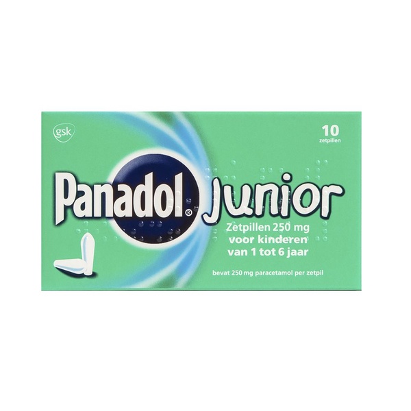 Panadol zetpil junior 250 mg voorkant