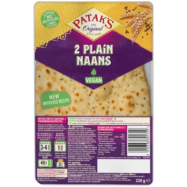 Patak's naan plain voorkant