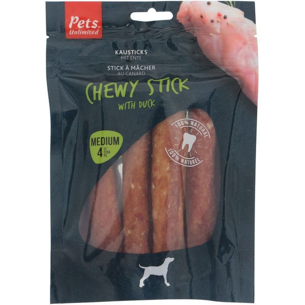 Pets Unlimited chewy sticks duck voorkant