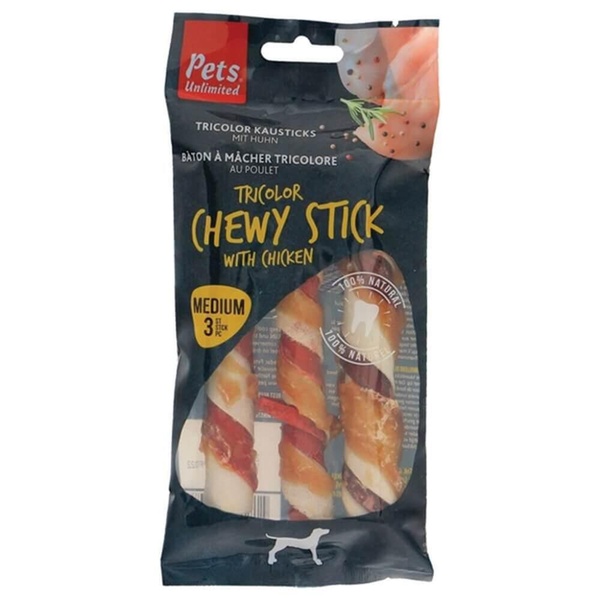 Pets Unlimited trio sticks kip medium voorkant