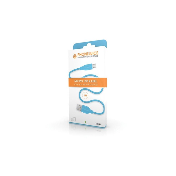 Phonejuice Micro-USB kabel 1 meter blauw voorkant
