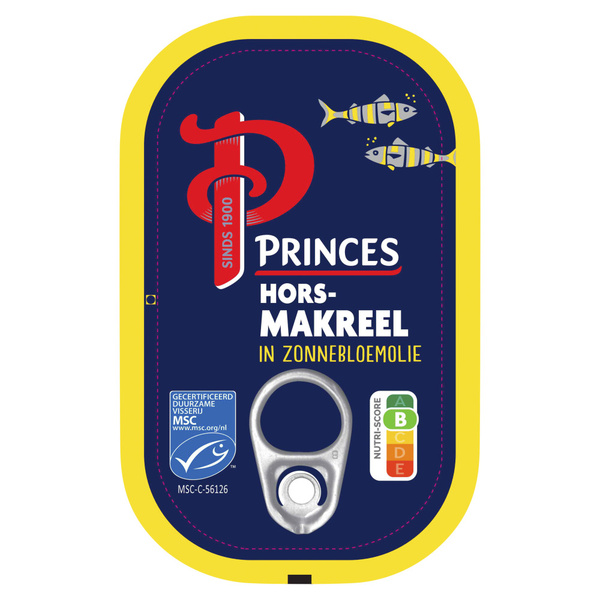 Princes Princes Horsmakreel in zonnebloemolie MSC 125 ml voorkant