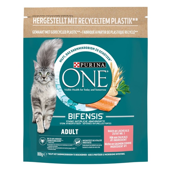 Purina ONE Kattenvoer Adult Rijk Aan Zalm En Granen voorkant