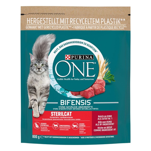 Purina ONE sterilcat rund en tarwe achterkant