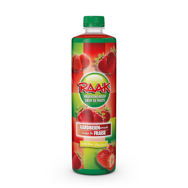 Raak siroop aardbei voorkant