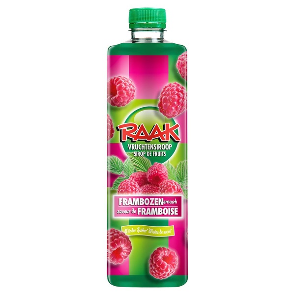 Raak vruchtensiroop framboos voorkant