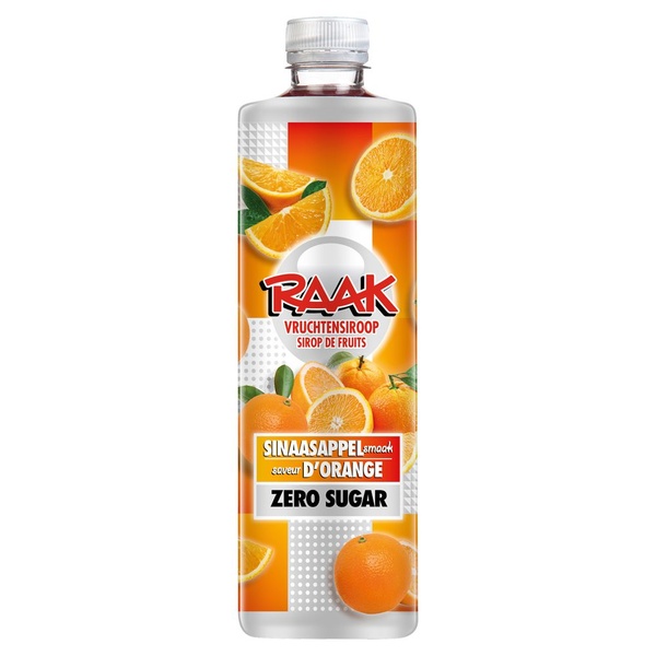 Raak vruchtensiroop sinaasappel zero voorkant