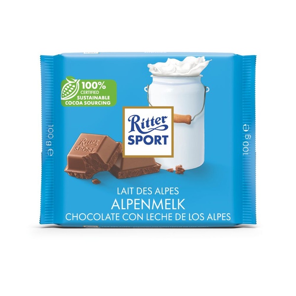 Ritter Sport alpenmelk voorkant