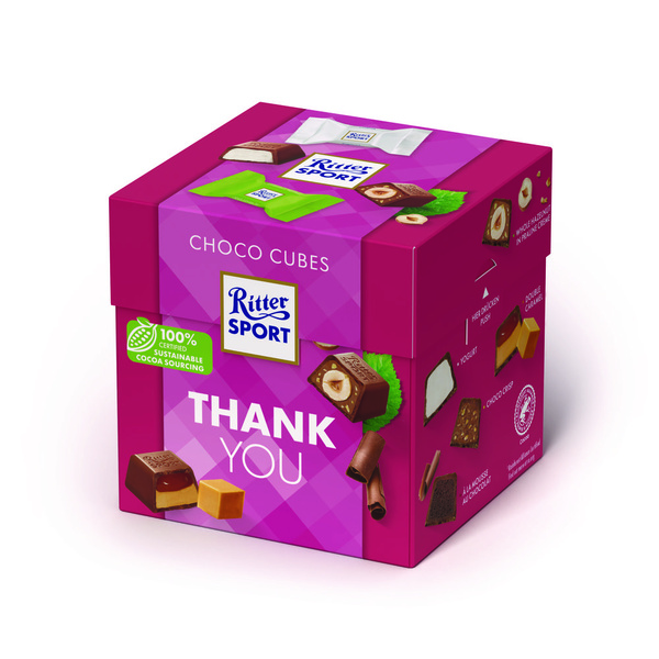 Ritter Sport choco cubes thank you voorkant