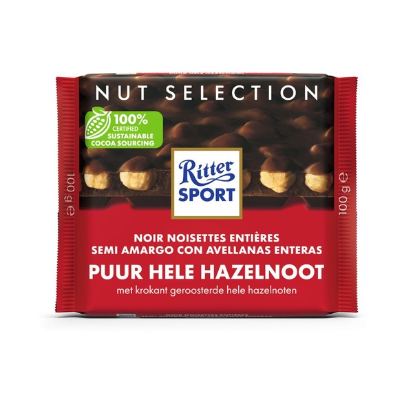 Ritter Sport Chocolade Pure Chocolade Hazelnoot voorkant