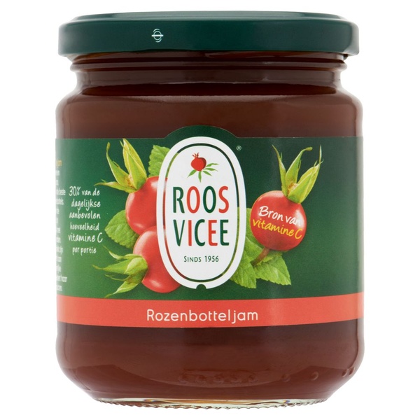 Roosvicee Jam Rozenbottel voorkant