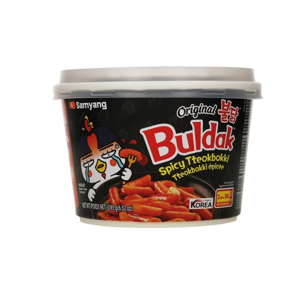 Samyang rijstcake met Buldak saus voorkant