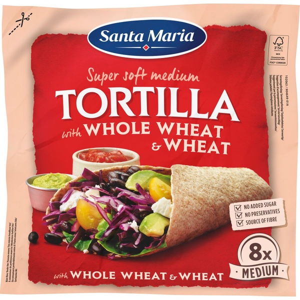 Santa Maria wrap medium whole wheat and wheat voorkant