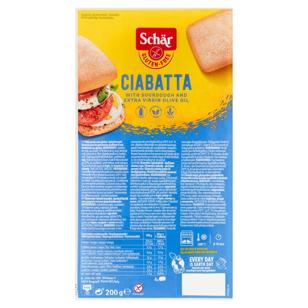 Schär ciabatta broodjes voorkant
