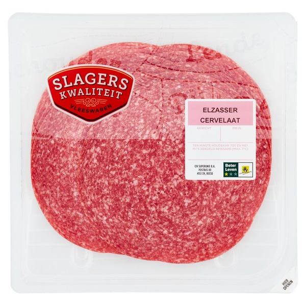 Slagerskwaliteit elzasser cervelaat achterkant