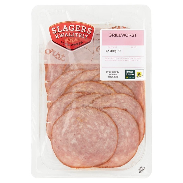 Slagerskwaliteit grillworst voorkant