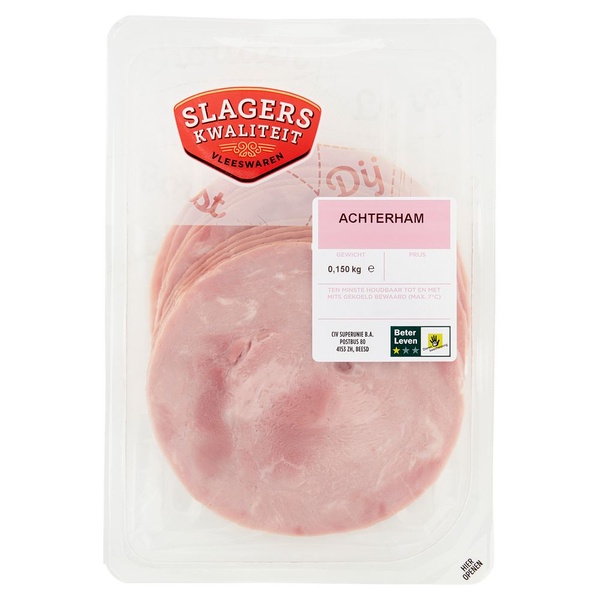 Slagerskwaliteit vleeswaren achterham voorkant
