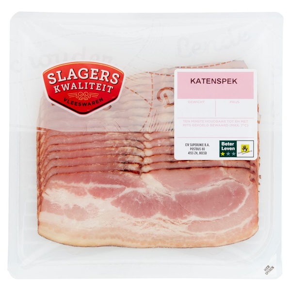 Slagerskwaliteit vleeswaren katenspek voorkant