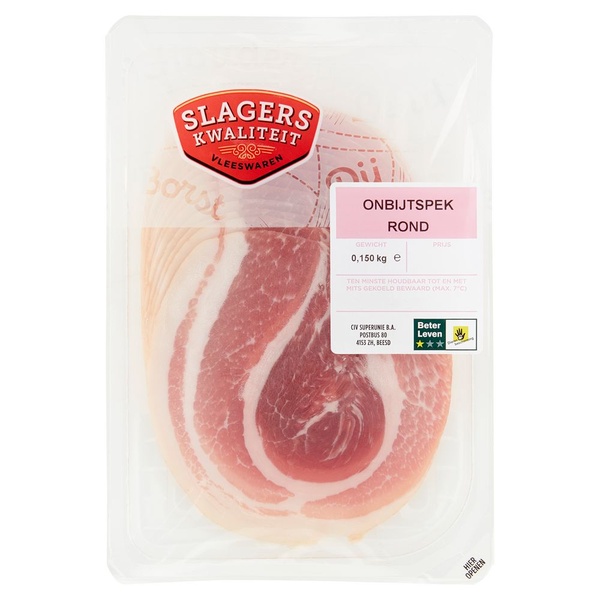 Slagerskwaliteit vleeswaren ontbijtspek gerookt voorkant