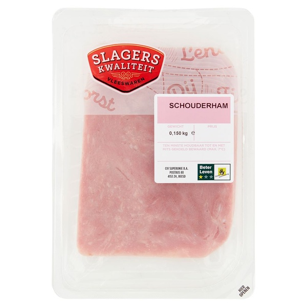 Slagerskwaliteit vleeswaren schouderham voorkant