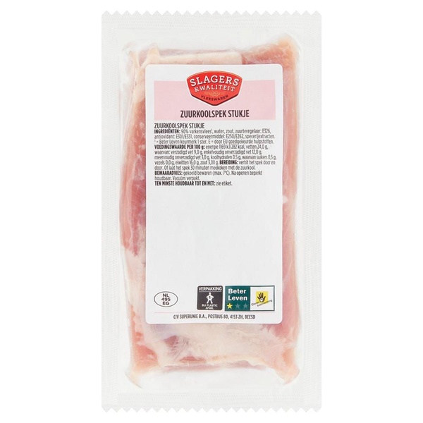 Slagerskwaliteit zuurkoolspek voorkant