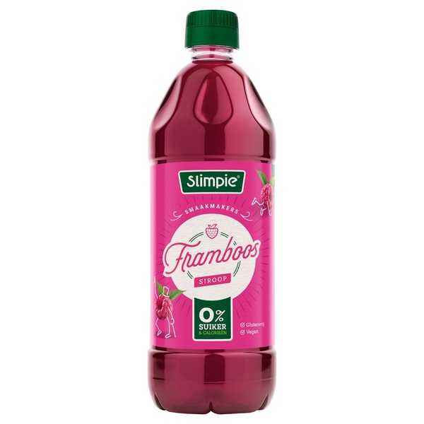 Slimpie limonadesiroop framboos voorkant