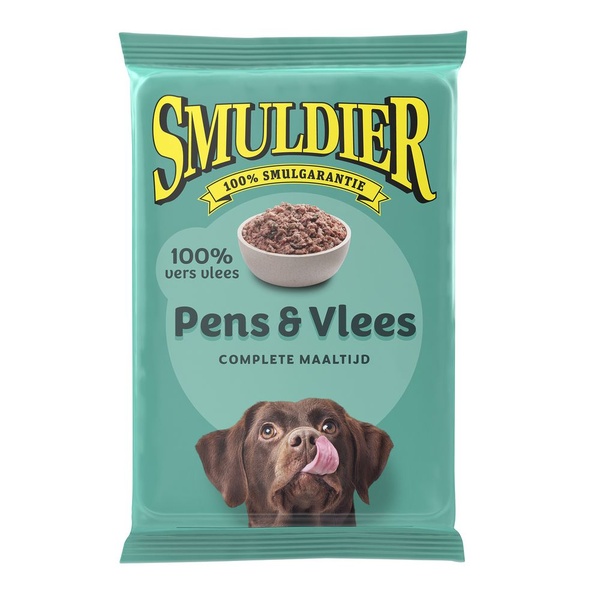 Smuldier dierenvoeding pens en vlees voorkant