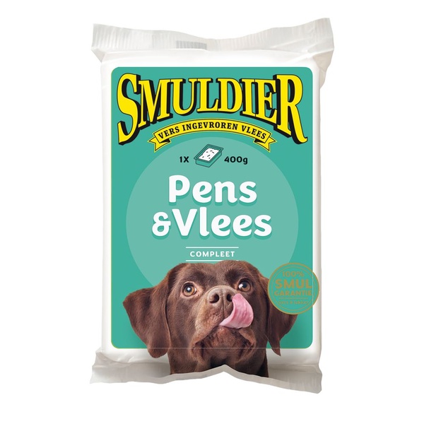 Smuldier dierenvoeding pens en vlees achterkant