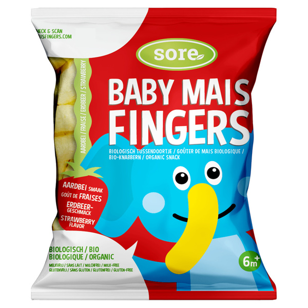 Sore baby mais fingers aardbei voorkant