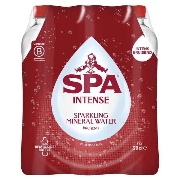 Spa mineraalwater intense bruisend 6x500ml voorkant