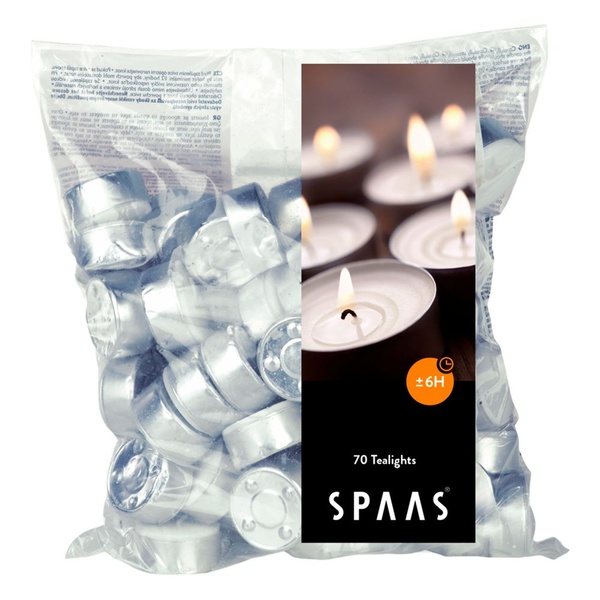 Spaas theelichtjes 6 branduren voorkant
