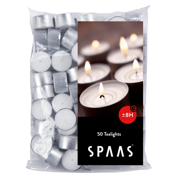 Spaas theelichtjes 8 branduren voorkant