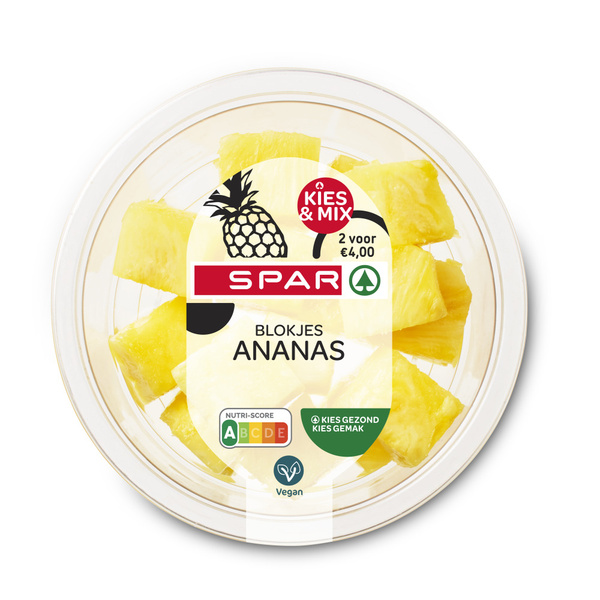 Spar Ananas blokjes 150 gram voorkant