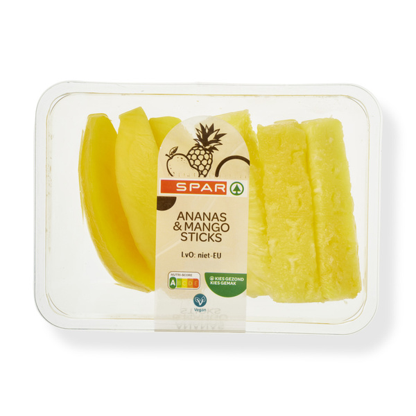 Spar ananas mango sticks 240 gram voorkant