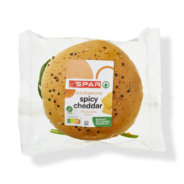 Spar bun spicy cheddar 126 gram voorkant