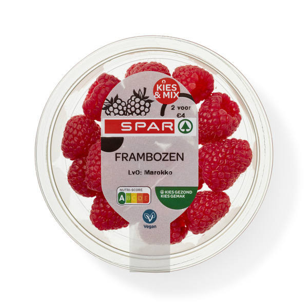Spar frambozen 80 gram voorkant