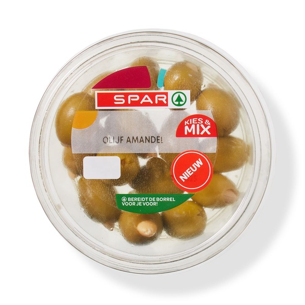 Spar olijven gevuld amandel voorkant