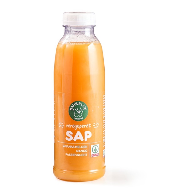 Spar sap ananas meloen mango passievrucht voorkant