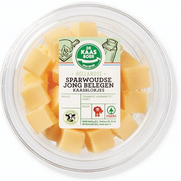 Sparwoudse kaasblokjes jong belegen voorkant