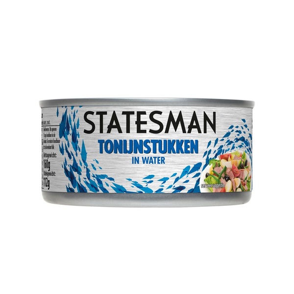 Statesman tonijnstukken in water voorkant
