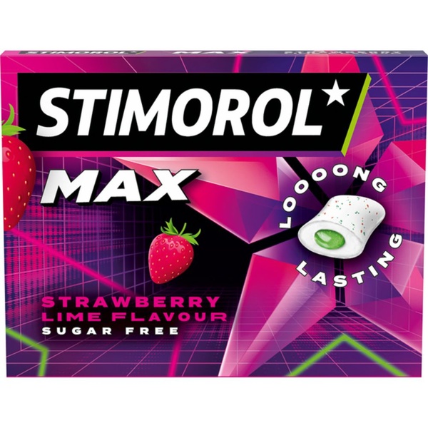 Stimorol max strawberry lime single voorkant