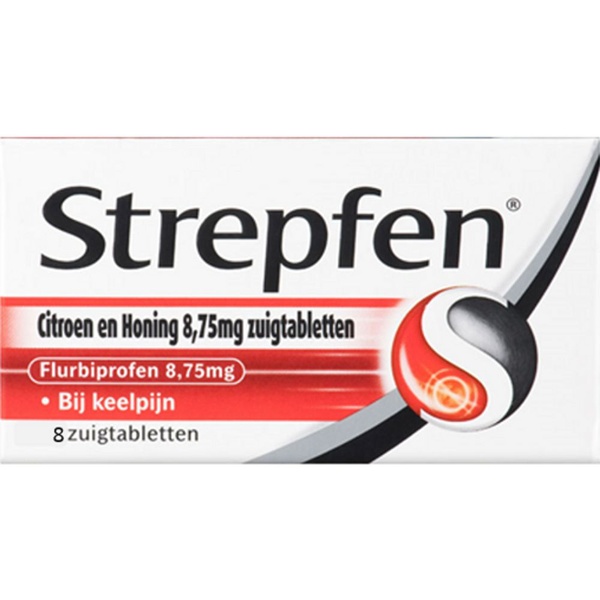 Strepfen zuigtabletten citroen en honing voorkant