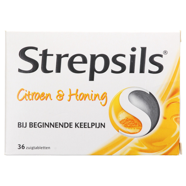 Strepsils citroen en honing 36 stuks voorkant