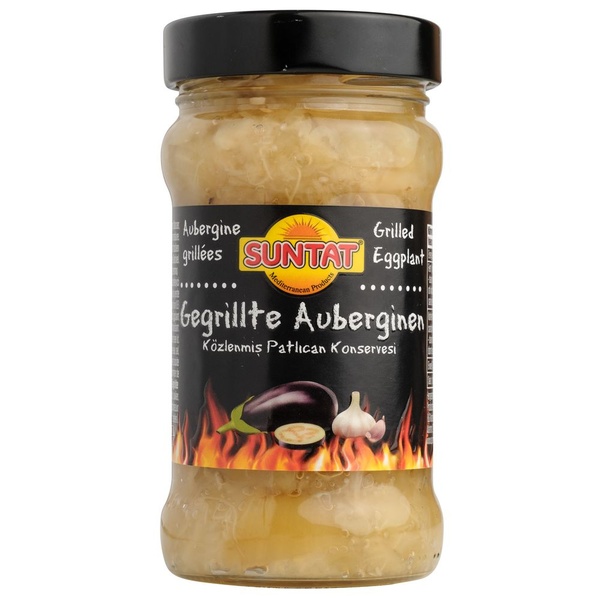 Suntat gegrilde groente aubergine voorkant