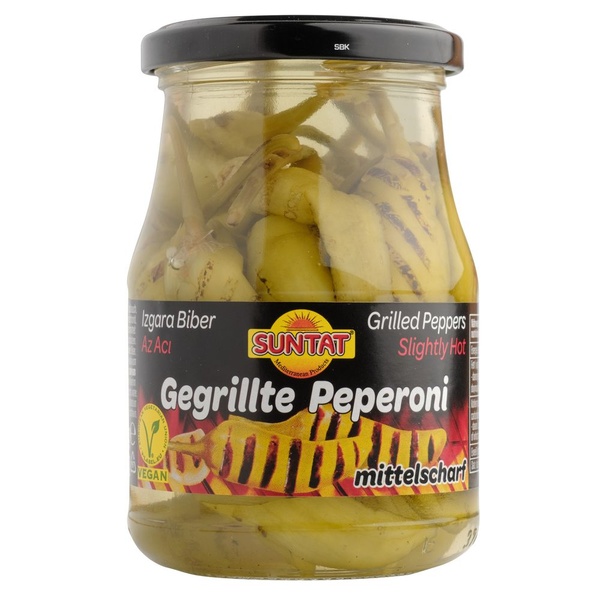 Suntat pepers gegrilde voorkant