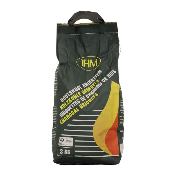 Thm houtskool briketten 3 kilo voorkant
