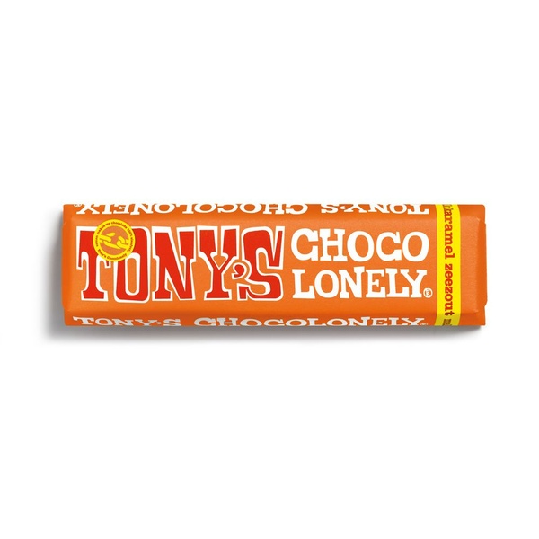 Tony's chocolonely chocoladereep melk karamel zeezout voorkant