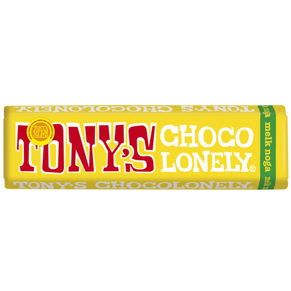 Tony's chocolonely Chocoladereep Melk Noga voorkant