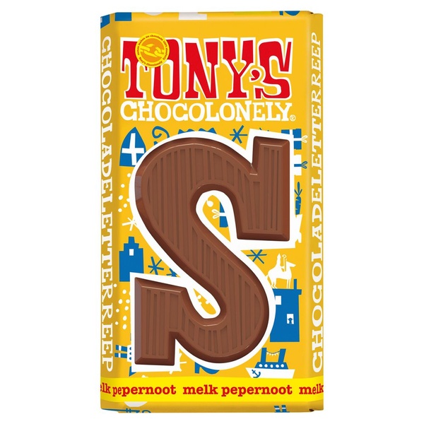 Tony's chocolonely letterreep melk met pepernoot voorkant