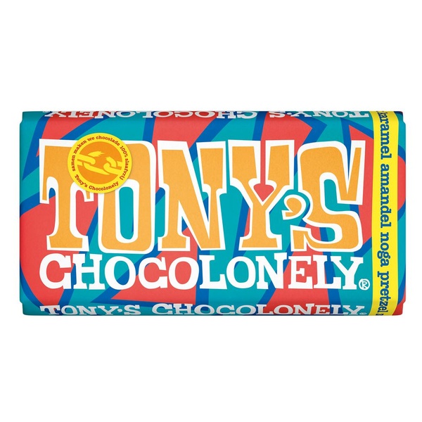 Tony's chocolonely melk karamel amandel achterkant